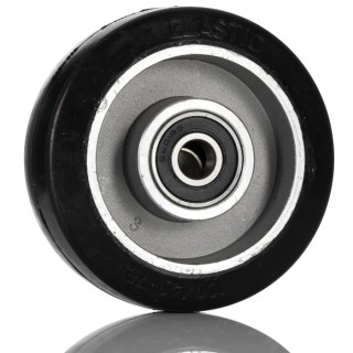 RS PRO Black Rubber Trolley Wheel 100mm Diameter 40mm Width Aluminium Hub Ball Bearing 160kg Load Capacity 201-2768