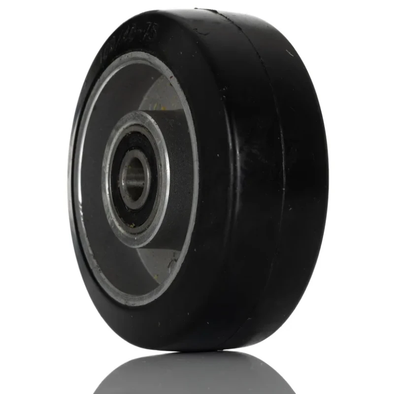 RS PRO Black Rubber Trolley Wheel 100mm Diameter 40mm Width Aluminium Hub Ball Bearing 160kg Load Capacity 201-2768
