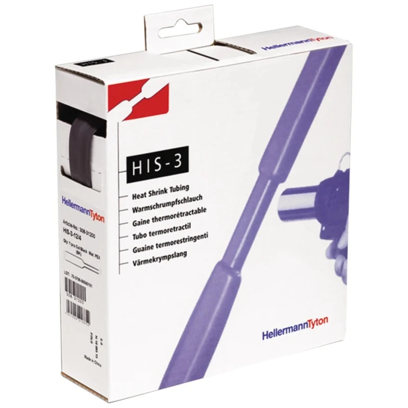 HellermannTyton Heat Shrink Tubing Black 12.7 mm Sleeve Diameter 5 m Length 3:1 Shrink Ratio 308-31200 HIS-3-12/4-PO-X-BK