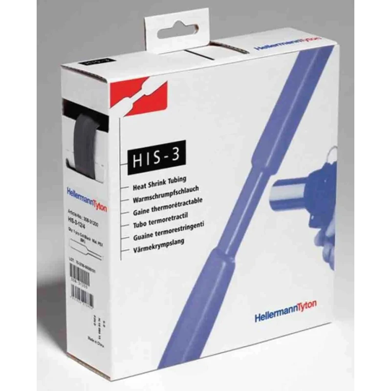 HellermannTyton Heat Shrink Tubing Black 6.4 mm Sleeve Diameter x 5m Length 3:1 Shrink Ratio 308-30600 HIS-3-6/2-PO-X-BK
