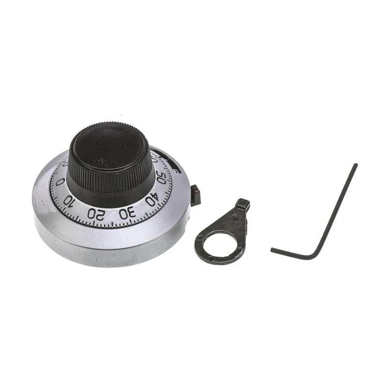 Vishay 46 mm Diameter Chrome Satin Dial Potentiometer Knob for 6.35 mm Circular Shaft 25A11B10