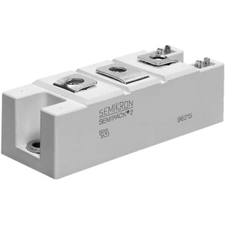 Semikron Danfoss Diode/Thyristor Module SCR 1800 V 5.4 kA 156 A 150 mA 1.6 V SEMIPACK2 5-Pin SKKH 162/18 E