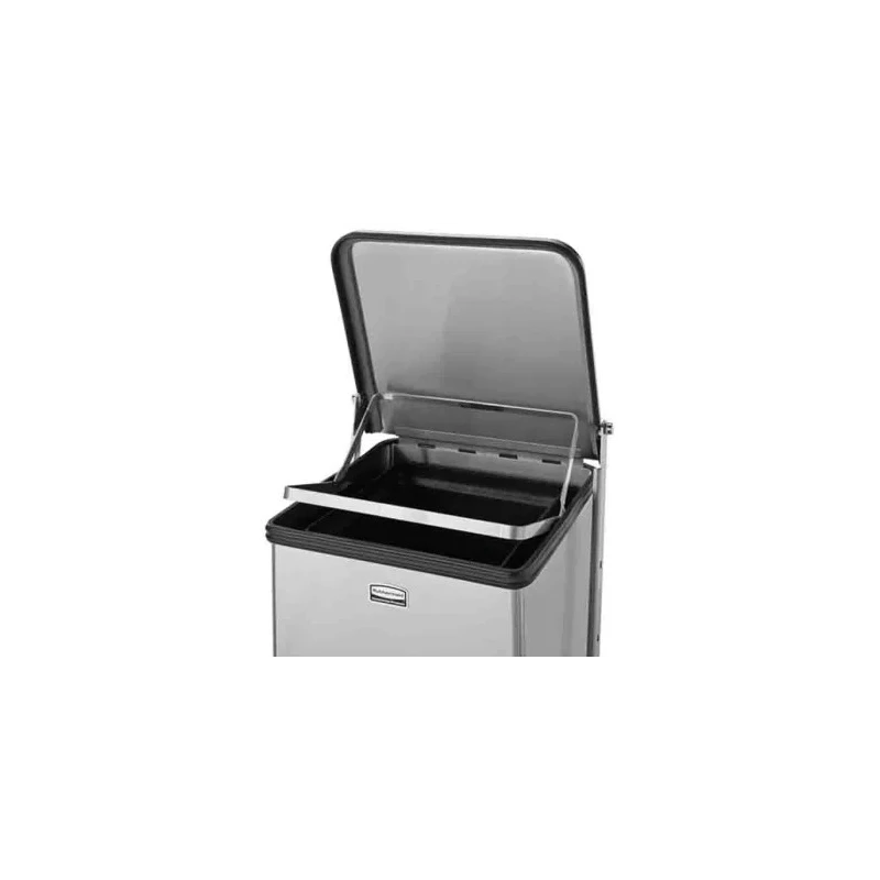 Rubbermaid Commercial Products Defenders Grey Pedal Galvanised Steel Waste Bin 49L FGST24SSPL