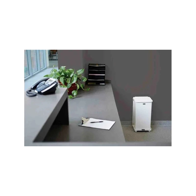 Rubbermaid Commercial Products Defenders Grey Pedal Galvanised Steel Waste Bin 49L FGST24SSPL