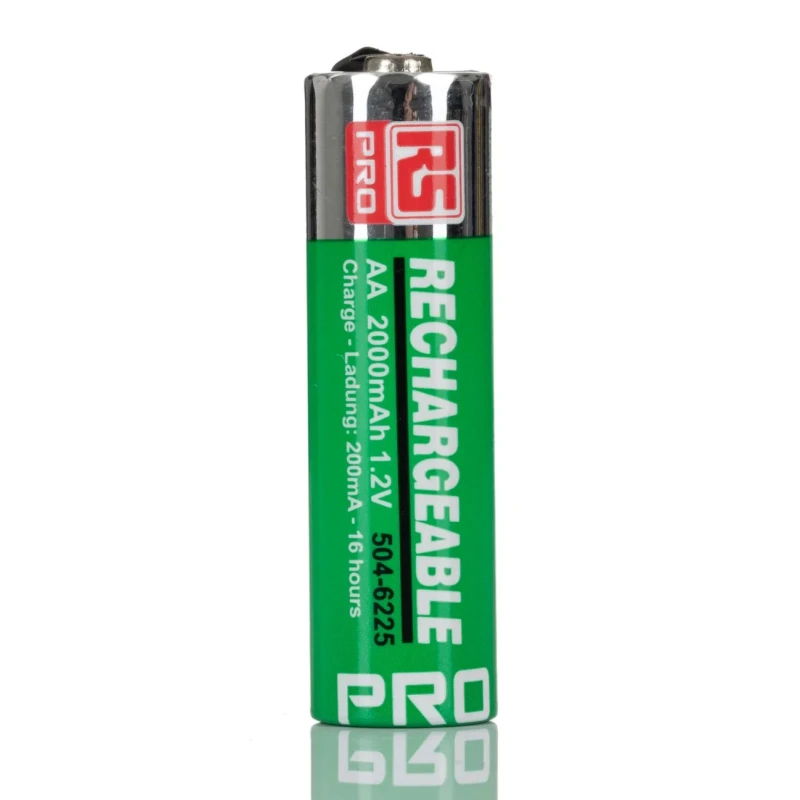 RS PRO AA Nickel Metal Hydride Rechargeable AA Battery, 2 Ah, 1.2 V, Tags Termination 504-6225