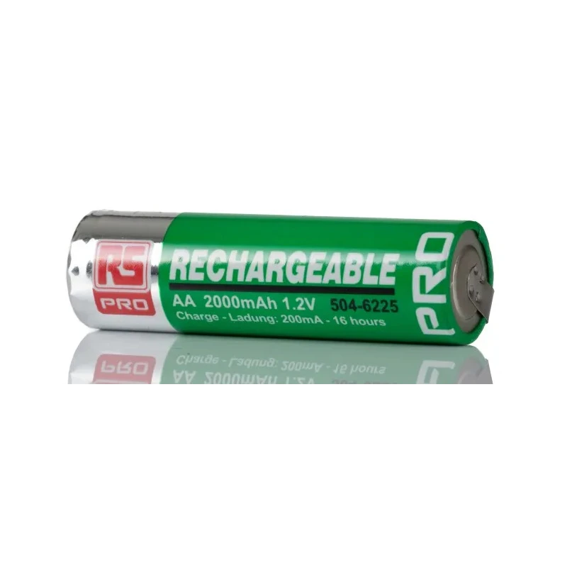 RS PRO AA Nickel Metal Hydride Rechargeable AA Battery, 2 Ah, 1.2 V, Tags Termination 504-6225