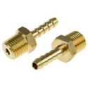 RS PRO Brass Hose Connector 6.35 mm ID Threaded G Male 1/4 in 80°C 506-7187