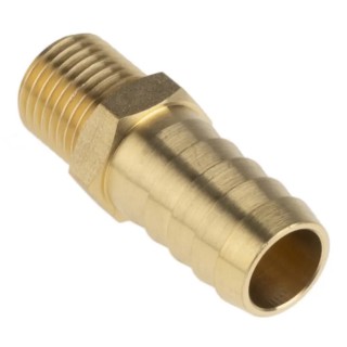 RS PRO Brass Hose Connector 12.7 mm ID, 1/4 in G Male Threaded 506-7216