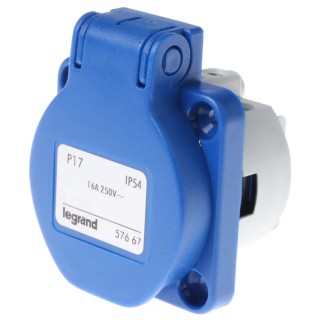 Legrand Industrial Socket 16A 500V Blue Through Hole Mount IP44 Rated 