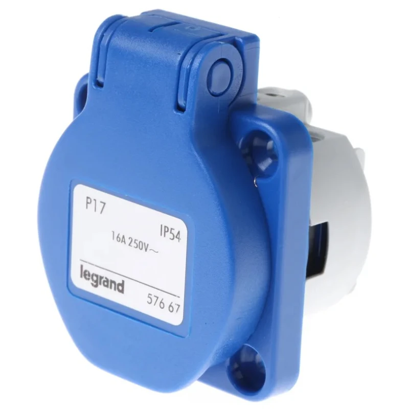 Legrand Industrial Socket 16A 500V Blue Through Hole Mount IP44 Rated 