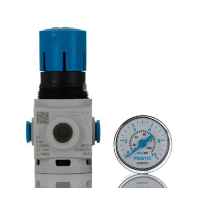 Festo Pneumatic Regulator 2 in Inlet, QS-6 Outlet, Polyamide Reinforced, 8 Bar Max Pressure MS2-LR-QS6-D6-AR-BAR-B