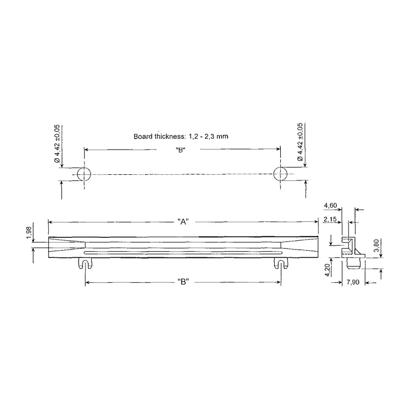 Essentra PCB Card Guide Horizontal Mount 127 mm Length, 1.6 mm Maximum Thickness RSSHG-501-165