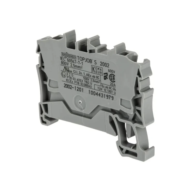 WAGO Feed Through Terminal Block Grey 2.5mm², 1-Level, Cage Clamp, 800V, 24A, IECEx/ATEX 2002-1201