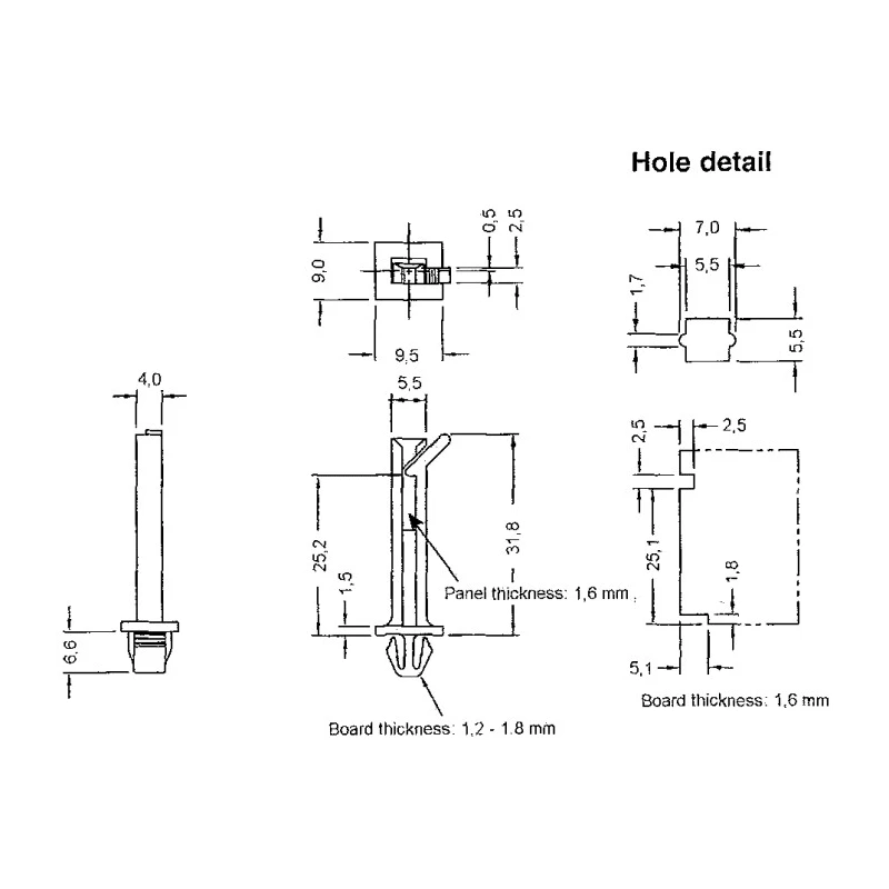 Essentra PCB Card Guide Vertical Mount 31.8 mm Length, 1.6 mm Maximum PCB Thickness VMCGLE-31M-01