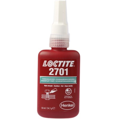 Loctite 2701 Green Thread Lock Adhesive, 50 ml Bottle, High Strength, 6 h Cure Time 234853