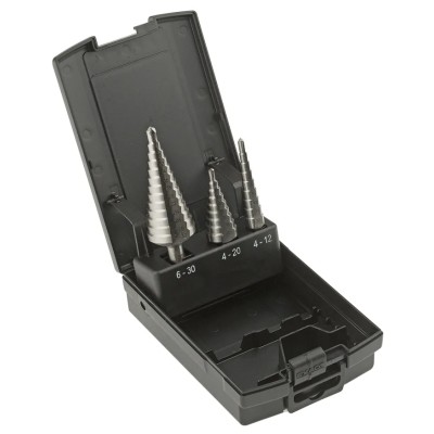 EXACT 3-Piece Step Drill Bit Set for Metal, 4 mm Min Size, 30 mm Max Size, HSS 05332