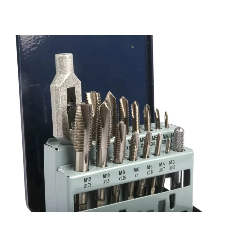 EVENTUS Machine Tap Set, M12 Thread, Metric Standard, Short Machine, HSS Material, DIN 352, 16 Pieces 20331