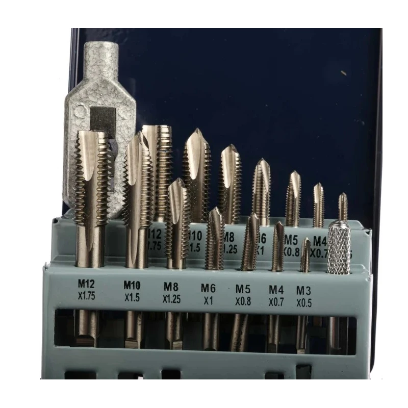 EVENTUS Machine Tap Set, M12 Thread, Metric Standard, Short Machine, HSS Material, DIN 352, 16 Pieces 20331