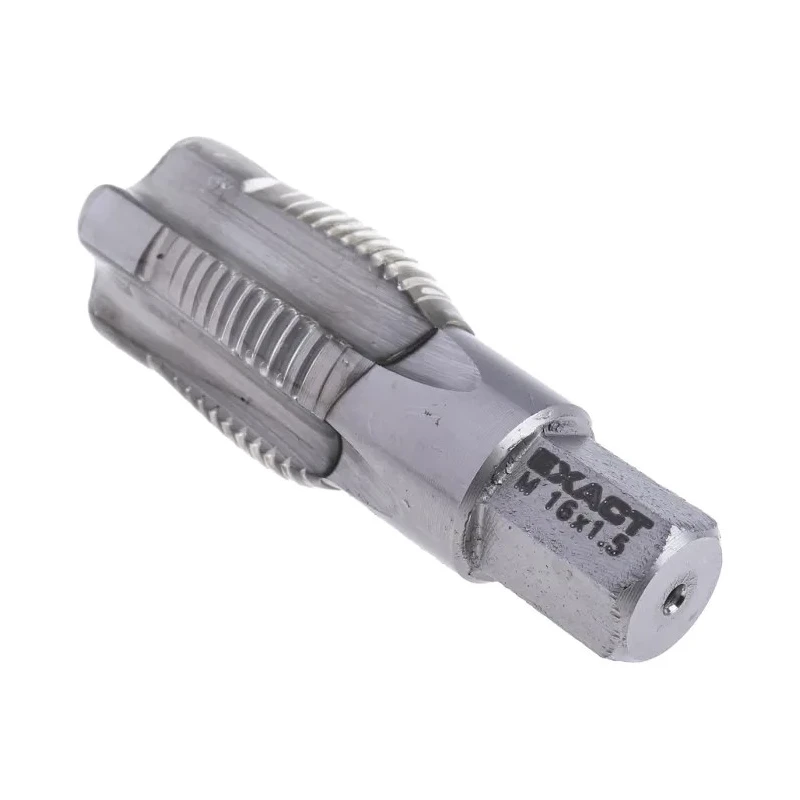 EXACT Threading Tap, M16 Thread Size, Metric Fine Standard, Straight Flute, HSS Material, Tin and Titanium Aluminium 05972