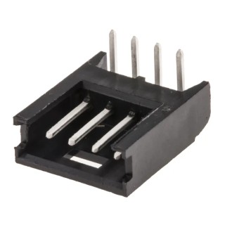TE Connectivity AMPMODU MOD II Series Right Angle Through Hole Shrouded PCB Header 4 Contacts 2.54 mm Pitch 280378-1
