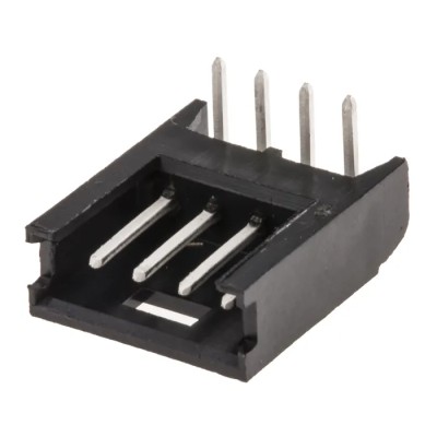 TE Connectivity AMPMODU MOD II Series Right Angle Through Hole PCB Header, 4 Contacts, 2.54 mm Pitch, 1 Row 280378-1