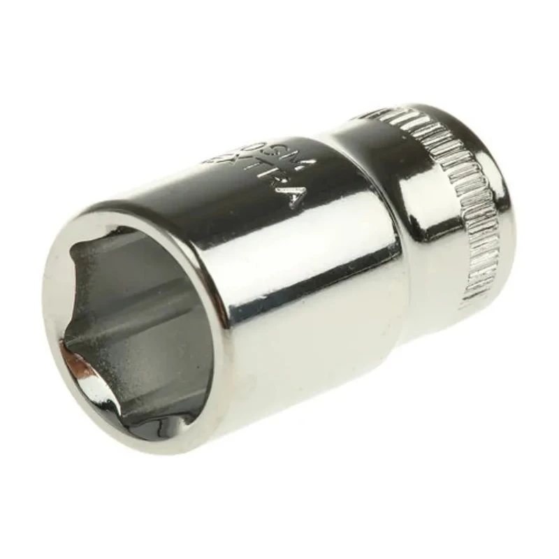 Bahco 1/4 in Drive 4 mm 6 Point Square Socket, Polished Alloy Steel, 24.7mm Overall Length 6700SM-4