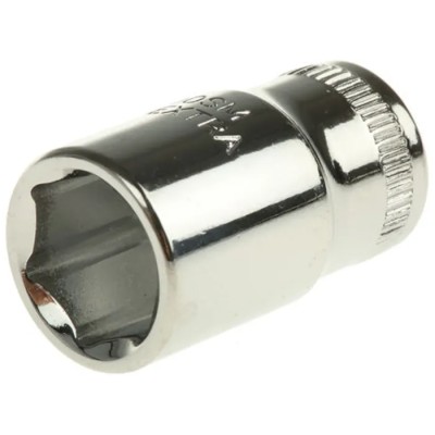 Bahco 1/4 in Drive 1/4 in 6 Point Square Socket Polished Alloy Steel, 24.7mm Overall Length 6700SZ-1/4
