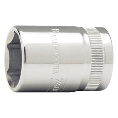 Bahco 3/8 in Drive 15 mm 6 Point Square Polished Alloy Steel Socket 27mm Overall Length 7400SM-15