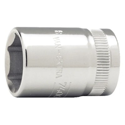 Bahco 3/8 in Drive 17 mm 6 Point Square Alloy Steel Socket, Polished Finish, 27mm Overall Length 7400SM-17