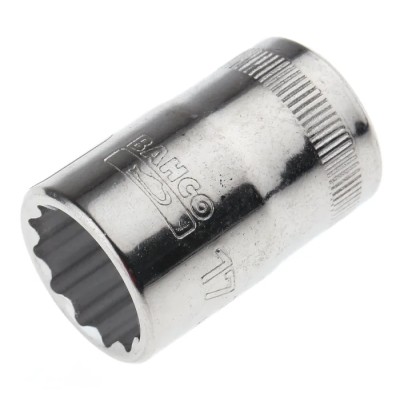Bahco 1/2 in Drive 17 mm 12 Point Square Socket, Polished Alloy Steel, 38mm Overall Length 7800DM-17