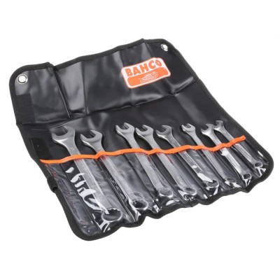 Bahco 8-Piece Ring Spanner Set, Sizes 7/16 To 7/8 in, Vanadium Steel, Nickel Chrome Plated 111Z/8T