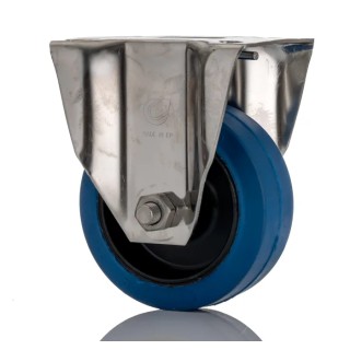 LAG Fixed Castor Stainless Steel Frame Rubber Wheel 150 kg Capacity 100 mm Diameter 31323B