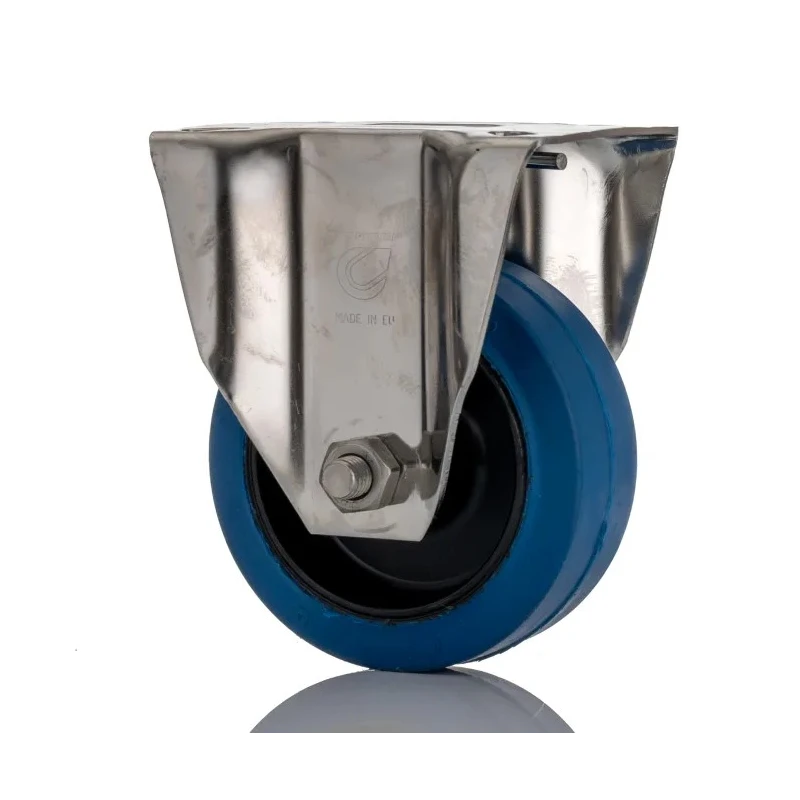 LAG Fixed Castor Stainless Steel Frame Rubber Wheel 150 kg Capacity 100 mm Diameter 31323B