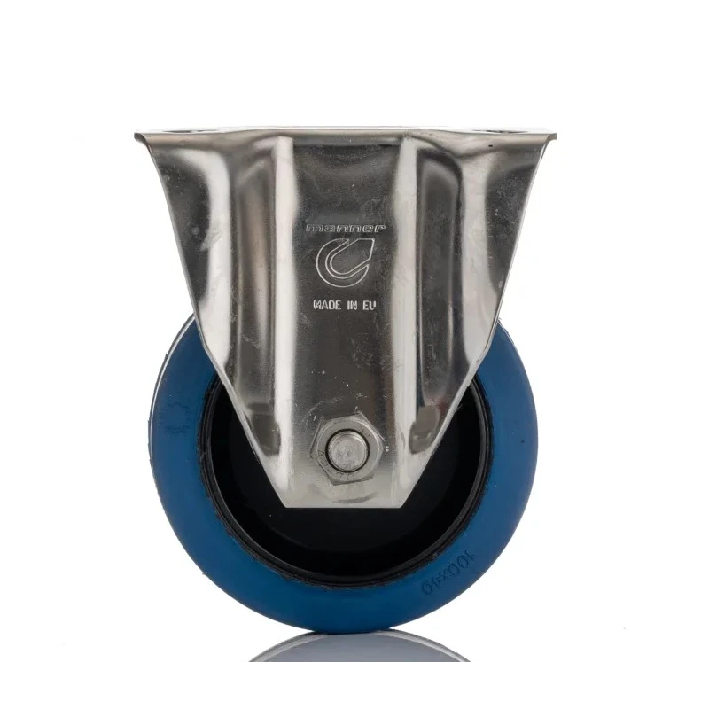 LAG Fixed Castor Stainless Steel Frame Rubber Wheel 150 kg Capacity 100 mm Diameter 31323B