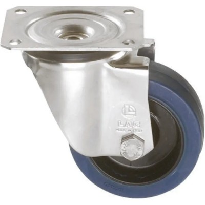 LAG Swivel Castor, 150 kg Load Capacity, 100 mm Rubber Wheel Diameter, Stainless Steel Frame 31123B