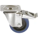 LAG Braked Swivel Castor with Rubber Wheel 100 mm Diameter, 150 kg Load Capacity, Stainless Steel Frame 31123BFR