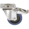 LAG Braked Swivel Castor with Rubber Wheel 100 mm Diameter, 150 kg Load Capacity, Stainless Steel Frame 31123BFR