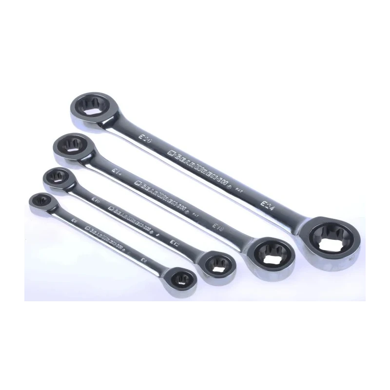 GearWrench 4-Piece Ratchet Spanner Set, Steel, Sizes E6 x E8 to E20 x E24 KE004-YBIJ