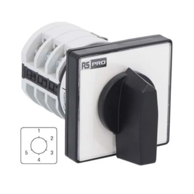 RS PRO Cam Switch 5 Position 60 °, Knob Actuator, Single Pole 20 A 690 V 208-3922