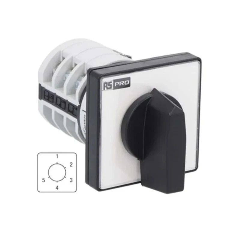 RS PRO Cam Switch 5 Position 60 °, Knob Actuator, Single Pole 20 A 690 V 208-3922