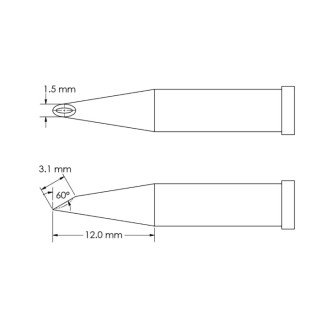 Metcal 3.1 mm Hoof 12 mm Soldering Iron Tip for Soldering Iron GT4-HF6015V