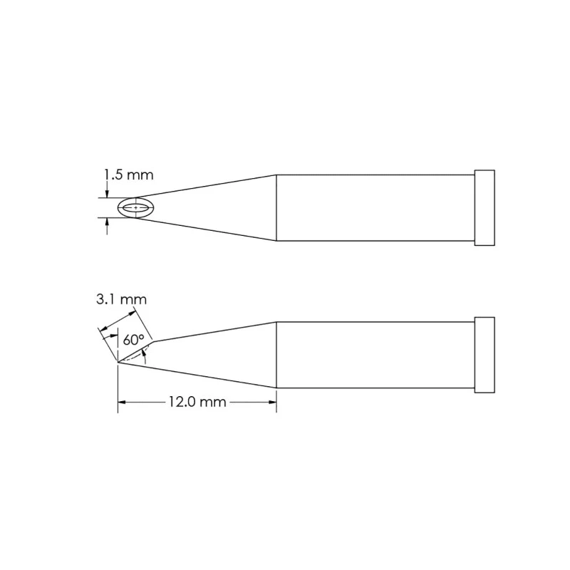 Metcal 3.1 mm Hoof 12 mm Soldering Iron Tip for Soldering Iron GT4-HF6015V