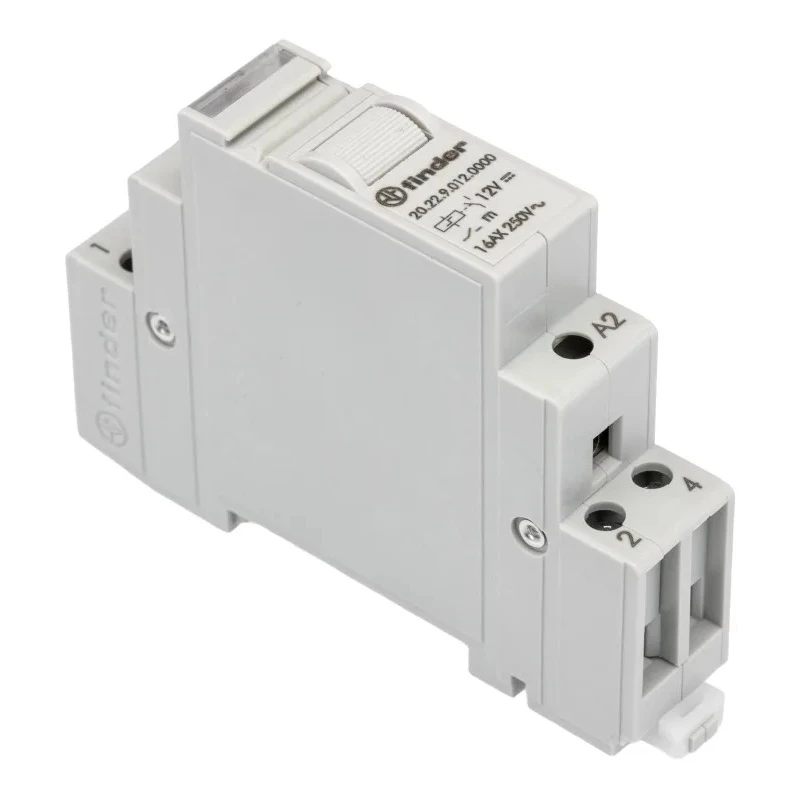 Finder DIN Rail Modular Step Relay 12V DC Coil 16A DPST-NO 20.22.9.012.0000