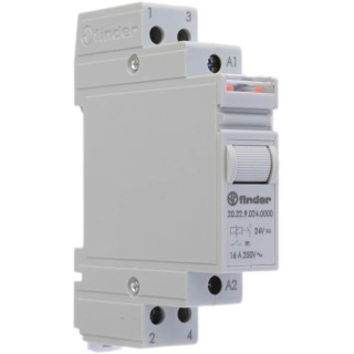 Finder DIN Rail Modular Step Relay 24V DC Coil 16A Switching Current DPST 20.22.9.024.0000