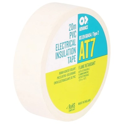 Advance Tapes White Polyvinyl Chloride Electrical Tape 19mm x 20m AT7