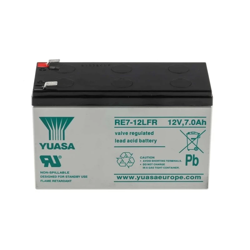 Yuasa 12 V Sealed Lead Acid Battery 7 Ah AGM Construction Faston F2 Terminal RE7-12L