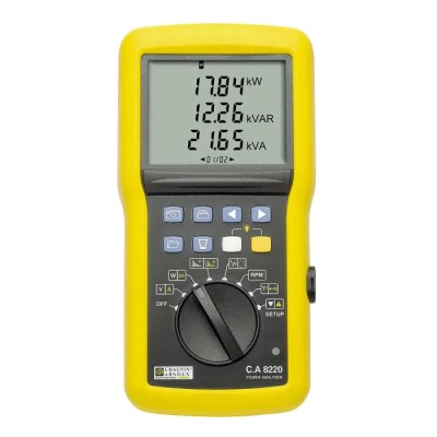 Chauvin Arnoux CA 8220 Power Quality Analyser, 3-Phase, 6500 A Max, 600 V AC, IEC 62301, LCD Backlight Display P01160620