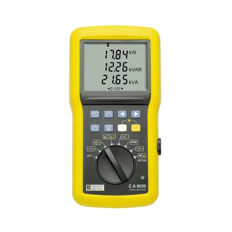 Chauvin Arnoux CA 8220 Power Quality Analyser, 3-Phase, 6500 A Max, 600 V AC, IEC 62301, LCD Backlight Display P01160620