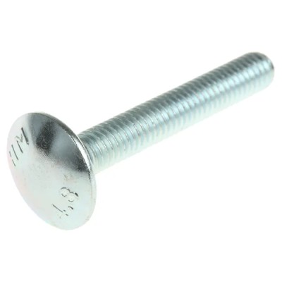 RS PRO Bright Zinc Steel Coach Bolt M10 x 100 mm, Square Neck, Grade 4.8 512-1001