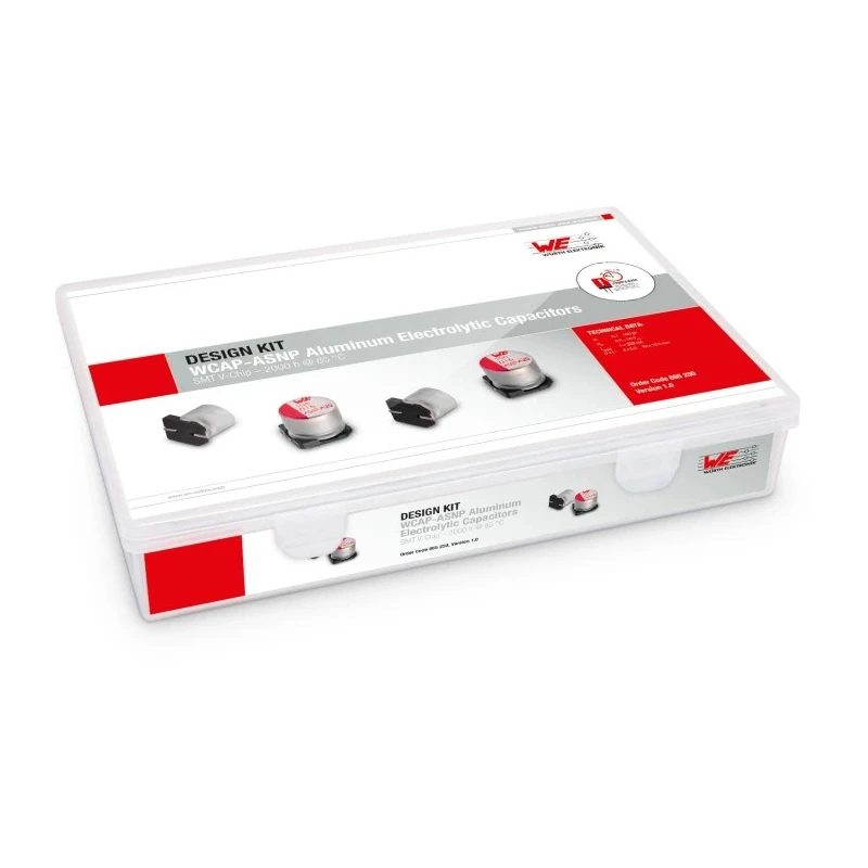 Wurth Elektronik Surface Aluminium Electrolytic Capacitor Kit, 35 Pieces, 6.3V to 50V, 0.1μF to 560μF 865250
